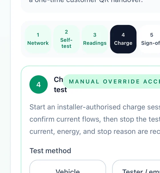 Installer app charge test