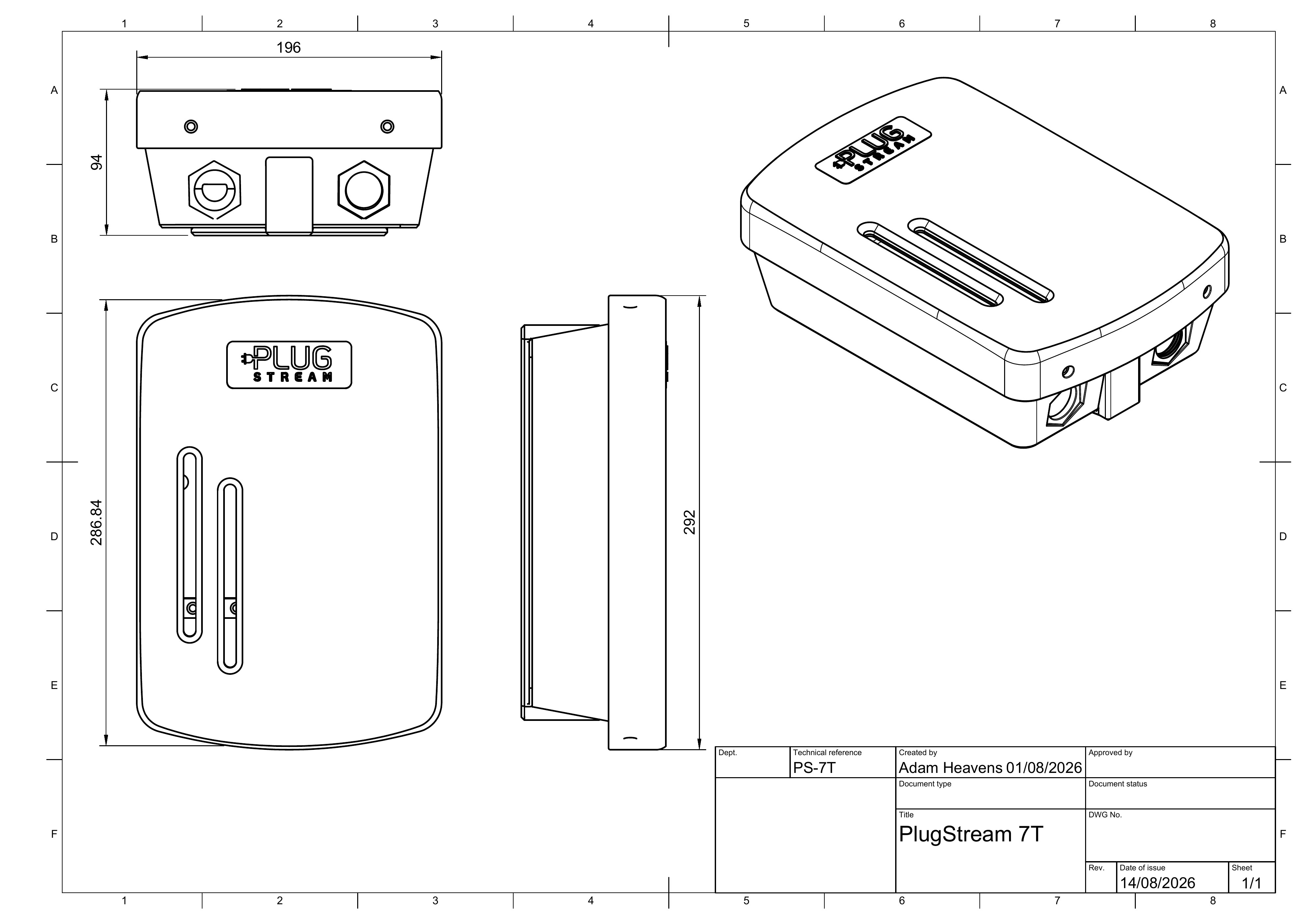 Approved PlugStream 7T PS-7T external arrangement drawing